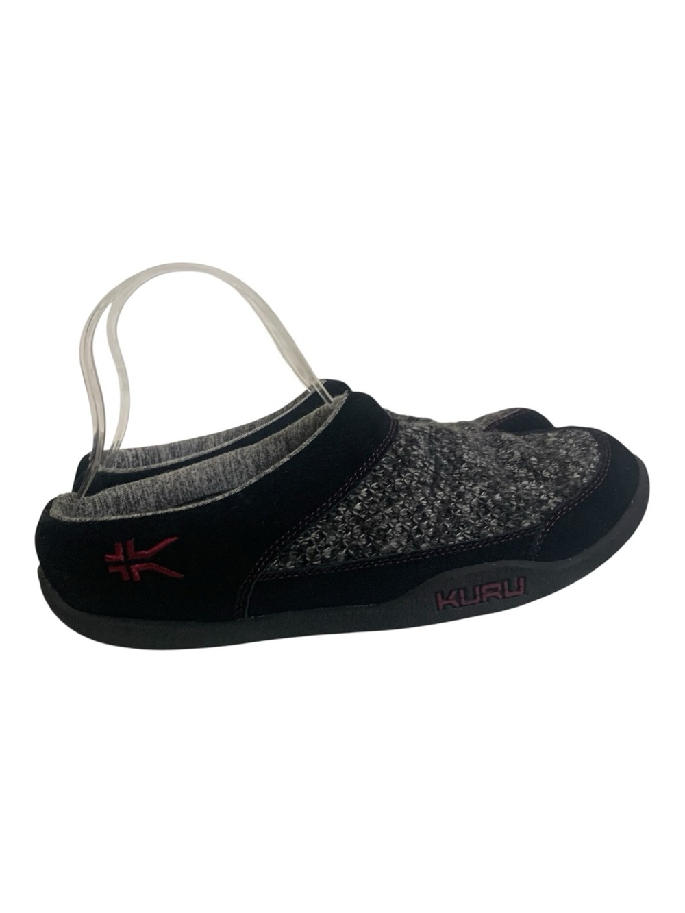 KURU Draft Orthopedic Clog Slippers Black Gray Marled Knit Size 8.5 Like New